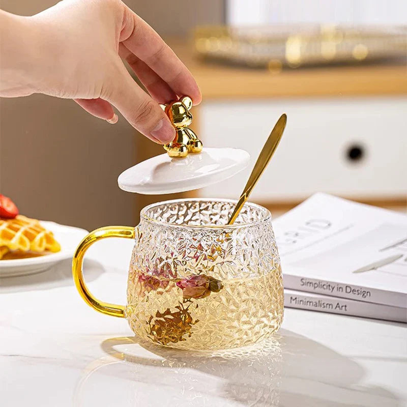 Afralia™ Glass Malleolar Stria Cup: Reusable & High Temp Resistance for Coffee, Milk, Juice