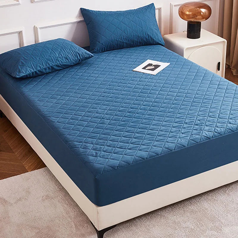 Afralia™ Waterproof Quilted Fitted Sheet: Soft Solid Color Mattress Cover for All Seasons
