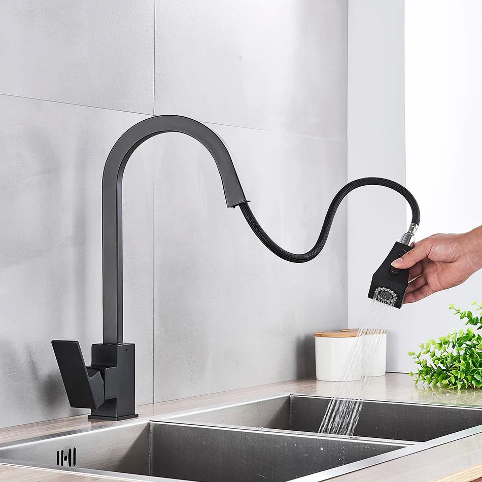 Afralia™ Pull Out Kitchen Faucet Single Handle Swivel 360° Hot Cold Mixer Tap