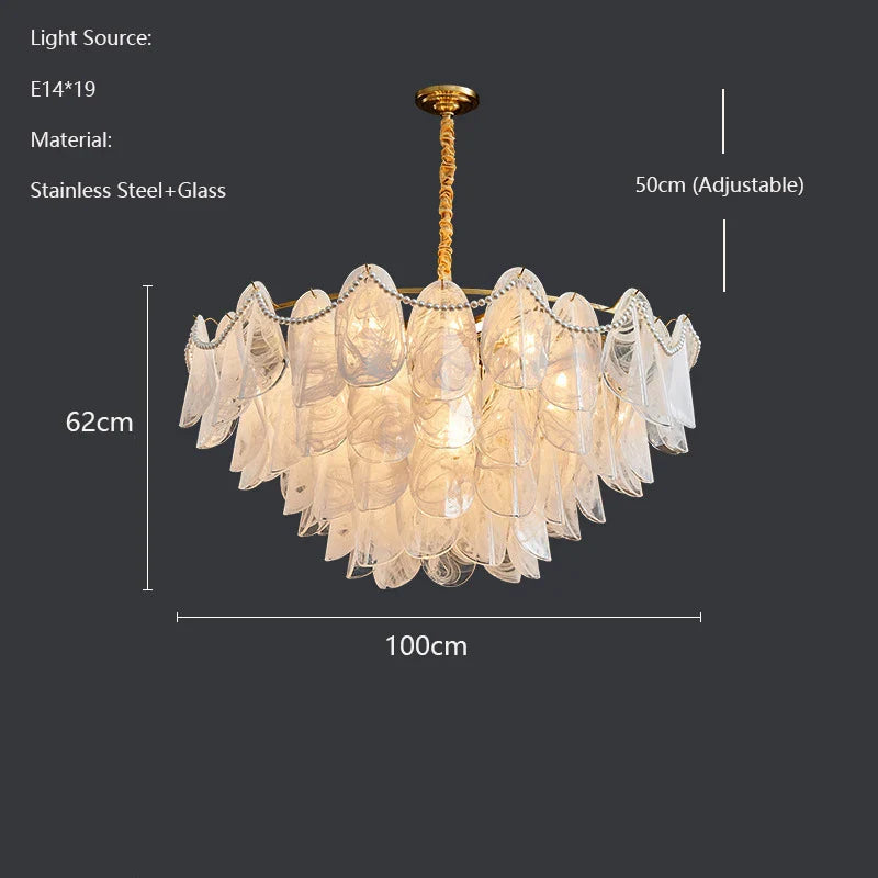 Afralia™ LED Glass Hanging Lamp Golden Leaf Shape Modern Pendant Light