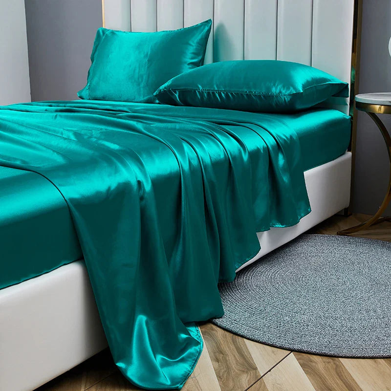 Afralia™ Luxury Satin Sheet Set: High End Rayon, 4 Pieces, King Queen Twin Full