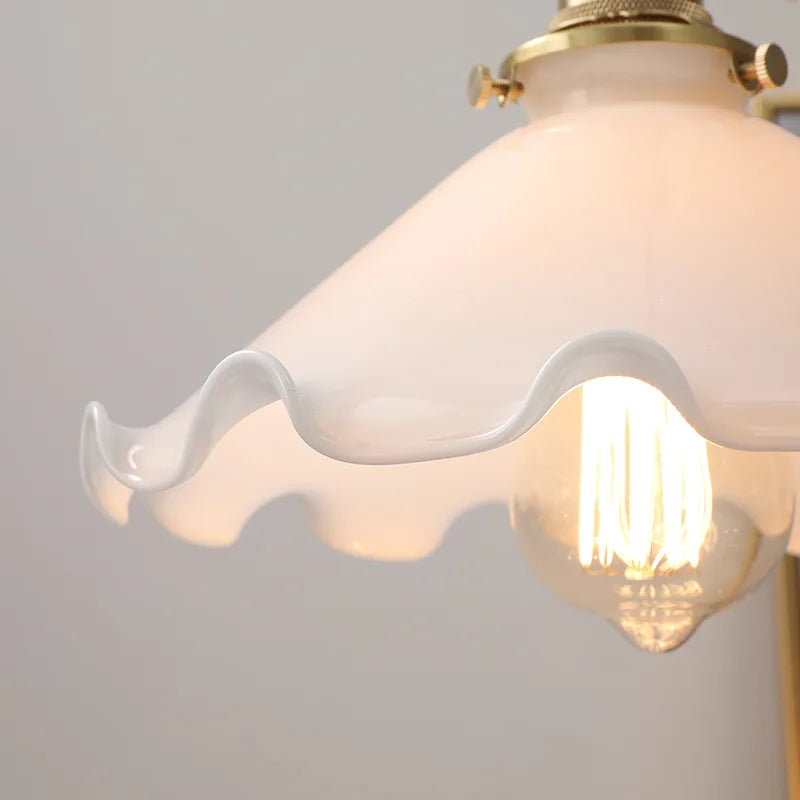 Afralia™ White Glass LED Hanging Light: Copper Nordic Pendant Lamps for Home Decor