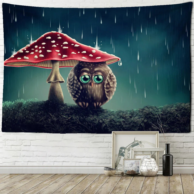 Boho Owl Tapestry Wall Hanging by Afralia™ for Kids' Room Decor