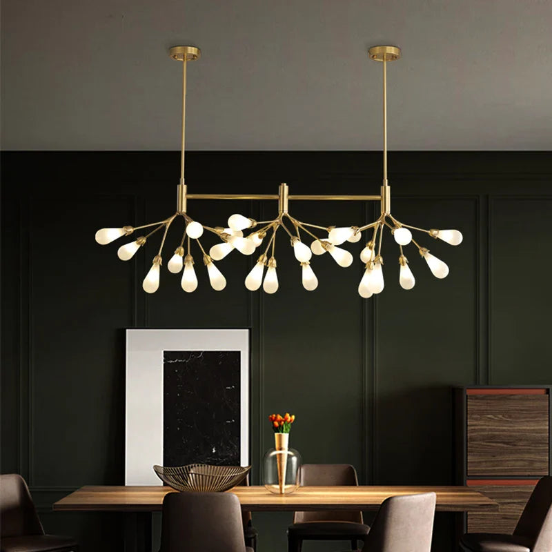 Afralia™ Copper Luxury LED Chandelier - Nordic Glass Fixture for Dining, Bedroom & Home