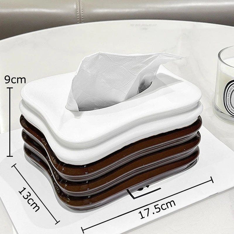 Afralia™ Multi Layer Ceramic Tissue Box - Stylish Desk and Home Decor