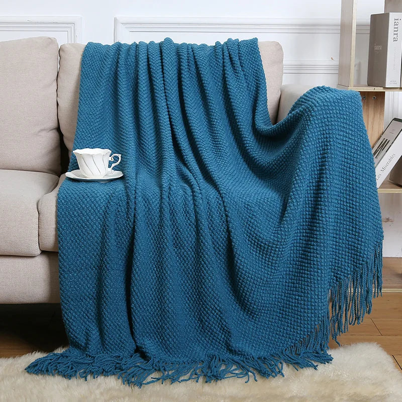 Afralia™ Nordic Faux Cashmere Tassel Blanket for All Seasons