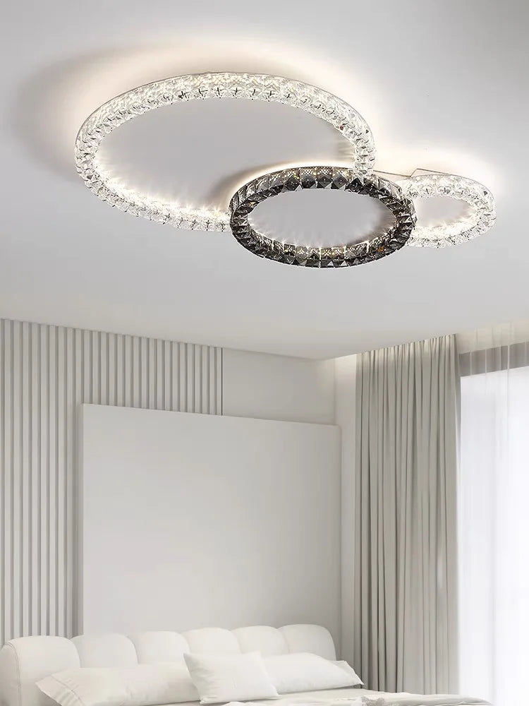 Afralia™ Crystal Ceiling Lights LED Chandelier for Living Room Bedroom - Modern Light Luxury Indoor Luster