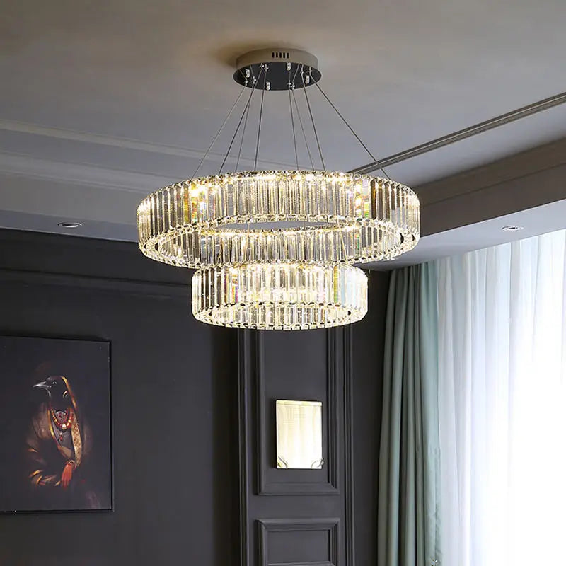 Afralia™ Chrome Silver Crystal Chandeliers Pendant Lamp for Luxurious Living and Bedroom