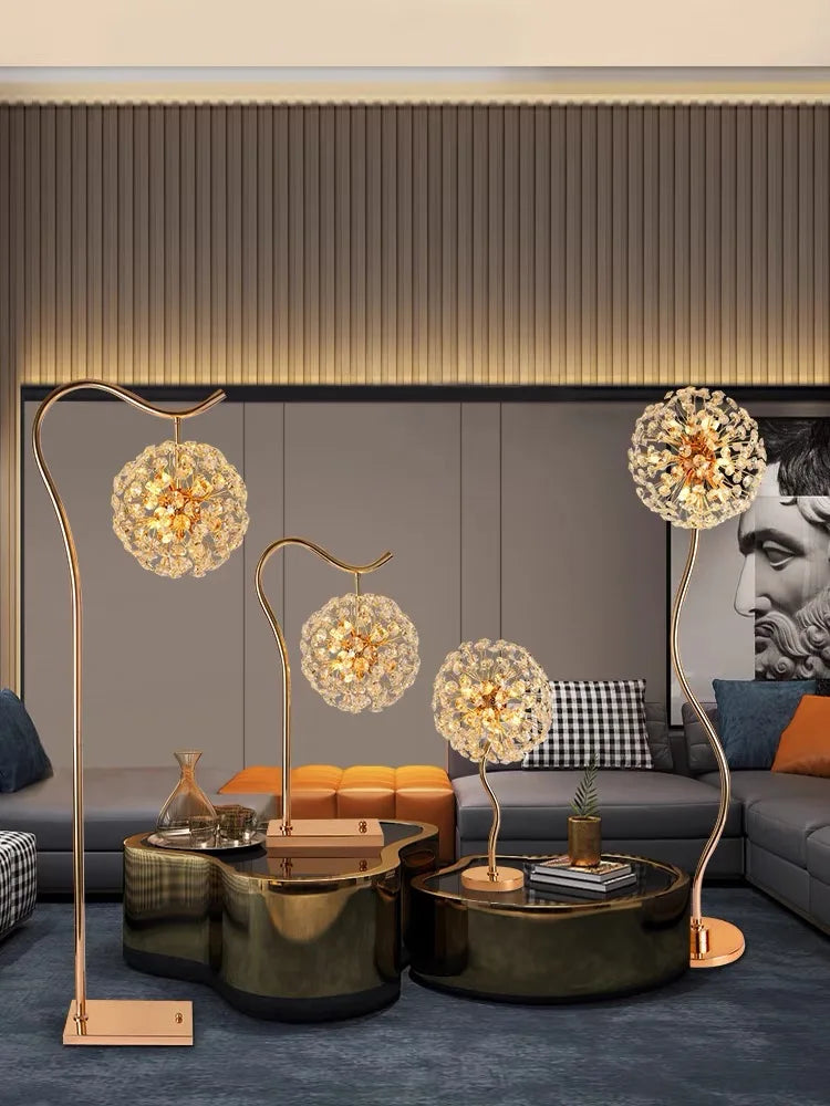 Afralia™ Sunflower Crystal Floor Lamp: Modern LED Standing Light for Bedroom & Living Room Decor