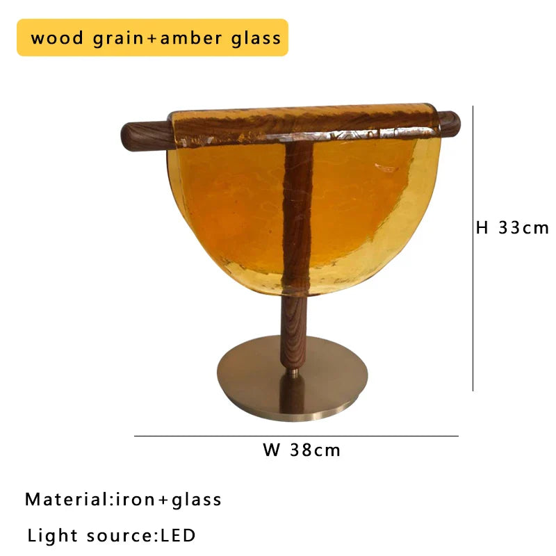 Afralia™ Amber Glass Table Lamp: Nordic Minimalist LED Nightstand Decor