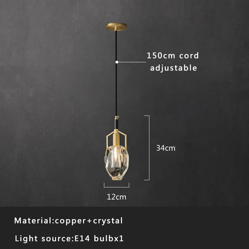 Afralia™ Crystal Copper Pendant Lights Gold Home Decor Glass Hanging Lamp