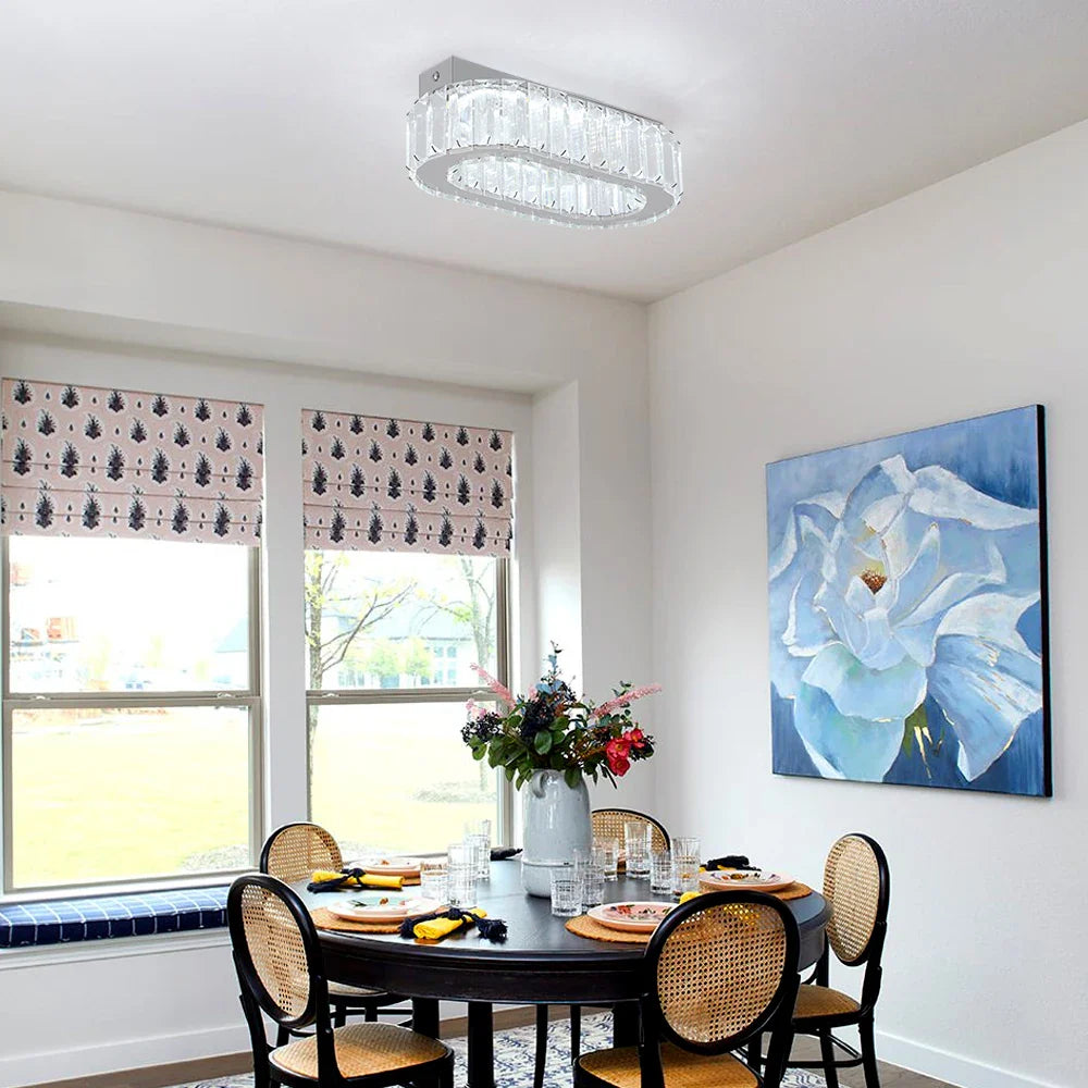 Afralia™ Modern Crystal Oval LED Ceiling Chandelier for Living Room, Dining Room, Bedroom