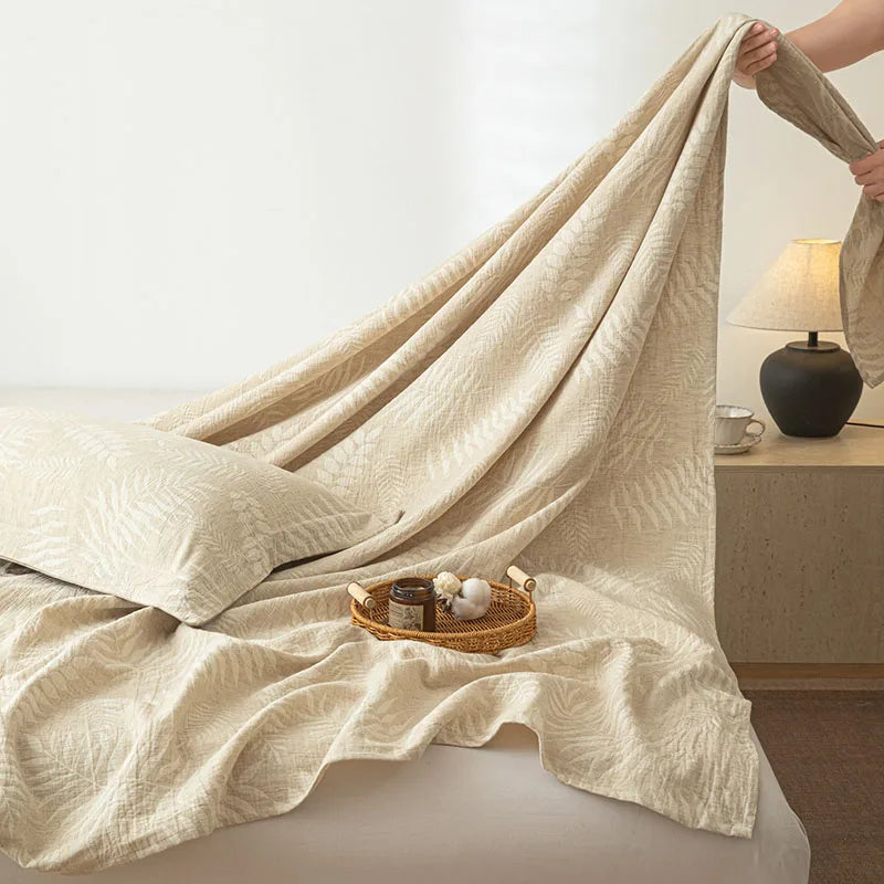 Afralia™ Super Soft Cotton Linen Jacquard Bed Sheet, Cozy Flat Bed Cover for All Seasons