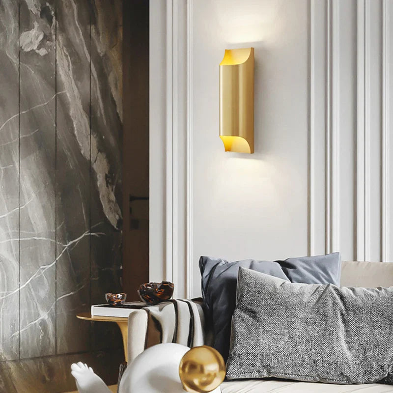 Afralia™ Modern Brass LED Wall Lamp Minimalist Atmosphere Lighting Sconce