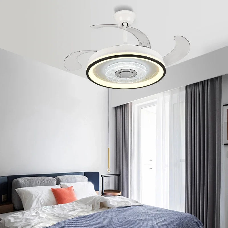 Afralia™ Crystal Chandelier LED Ceiling Fan with Remote Control Switch