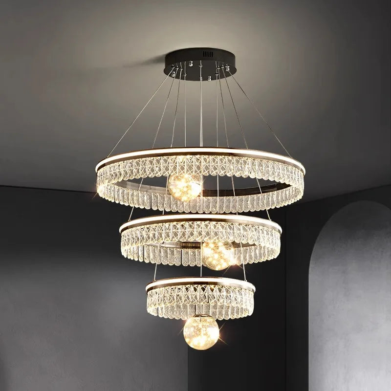 Afralia™ LED Rings Pendant Light Chandelier for Living Room and Dining Room