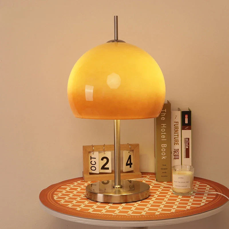 Afralia™ Retro Glass Gradient Orange Mushroom LED Floor Lamp for Living Room & Bedroom