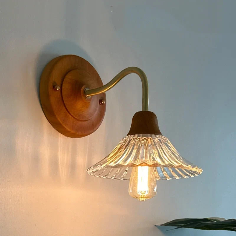 Afralia™ Flower Glass LED Wall Lamp, Nordic Modern Design for Bedroom, Living Room, Bathroom