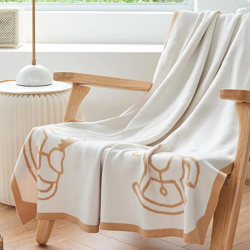 Afralia™ Pony Printed Knitted Blanket: Cozy & Breathable - All Season Children's Sofa Throw