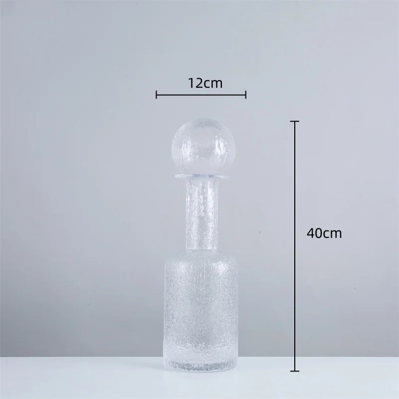 Afralia™ Grey Round Glass Vase Hammer Lid Terrarium Home Decoration