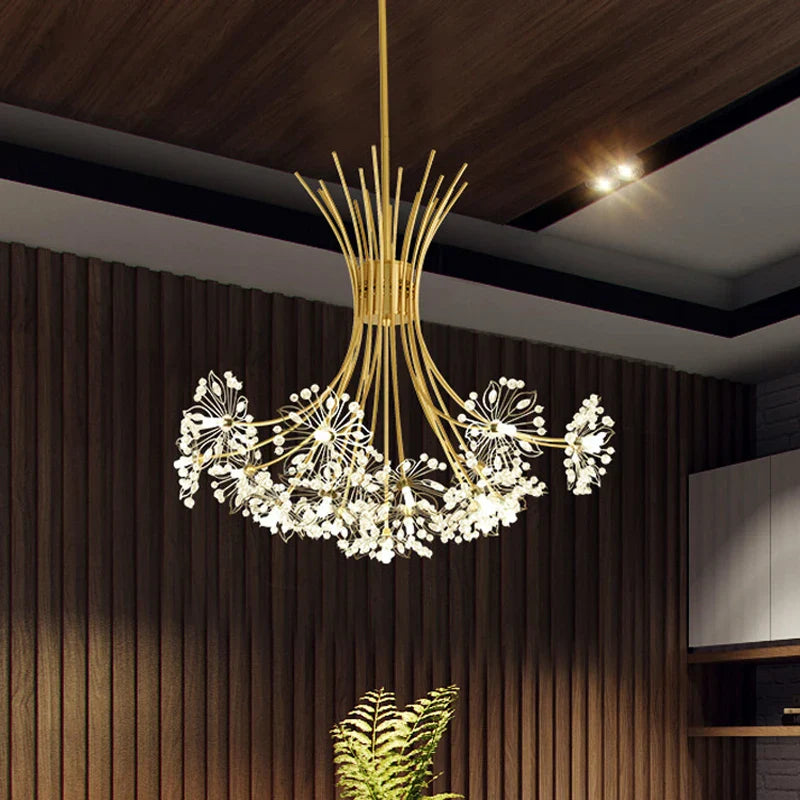 Afralia™ Crystal Bouquet Pendant Light Chandelier in Black and Gold