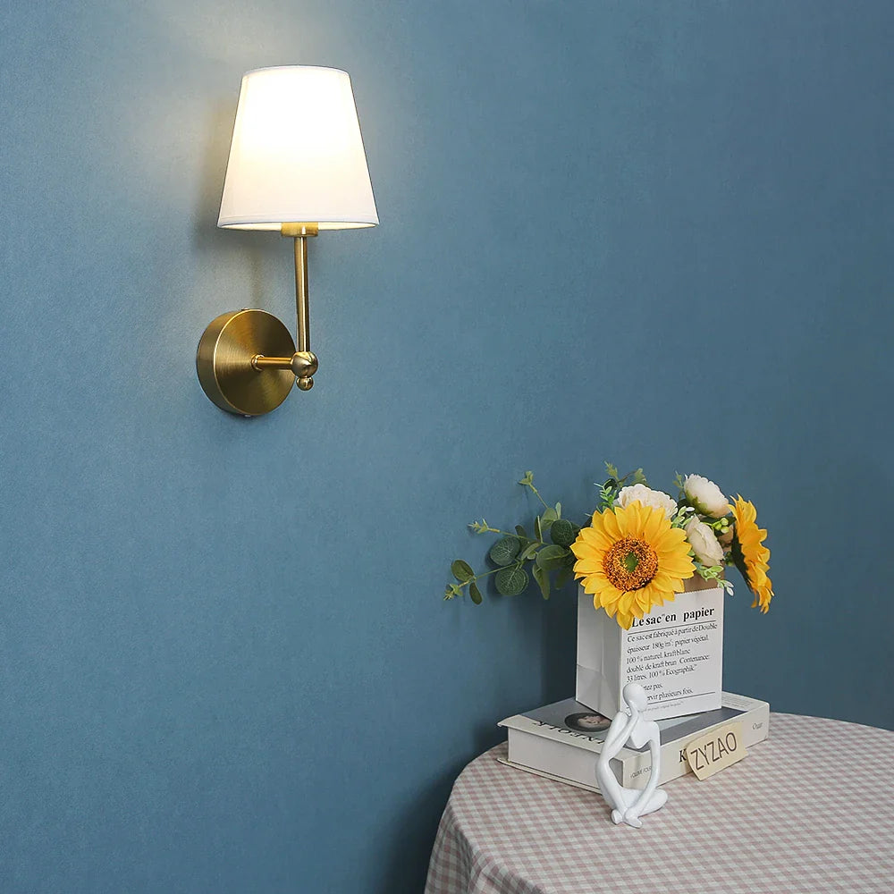 Afralia™ Retro Industrial Wall Lamp with Fabric Lampshade for Bedroom Night Light