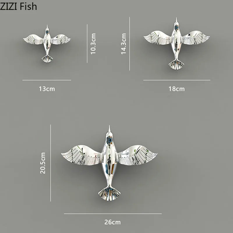 Afralia™ Gold/Silver Pigeon Wall Ornaments - Dove Statue for Living Room Aesthetics