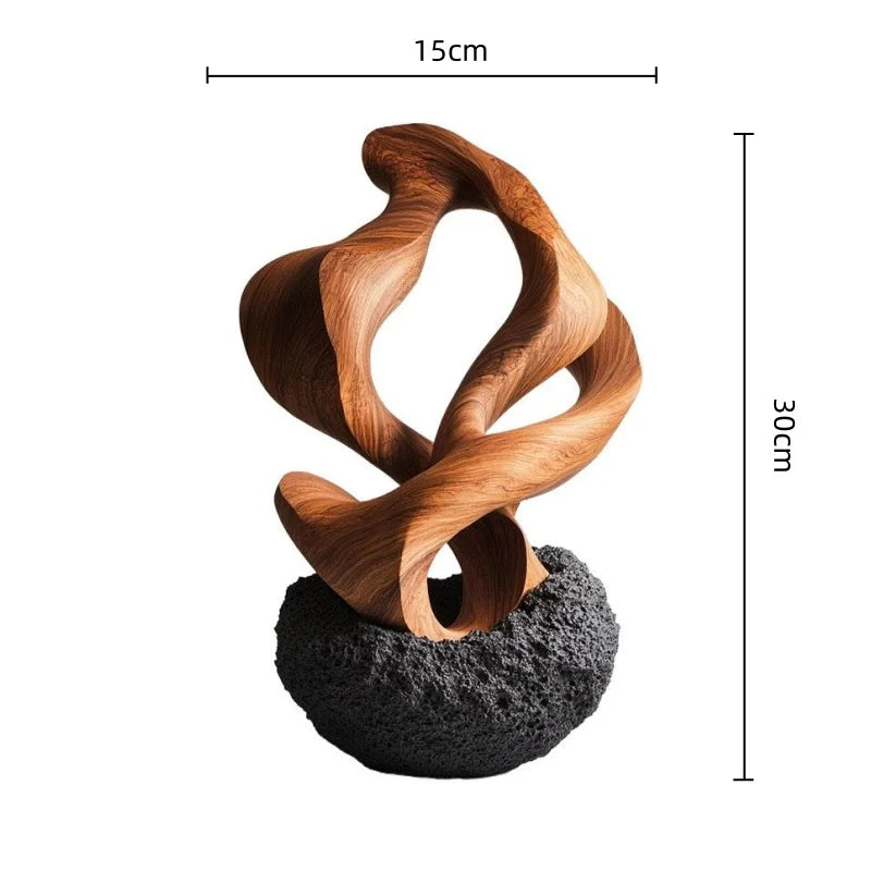 Afralia™ Golden Geometric Resin Sculpture: Hollowed-out Tree Holes Twisted Statue Home Decor