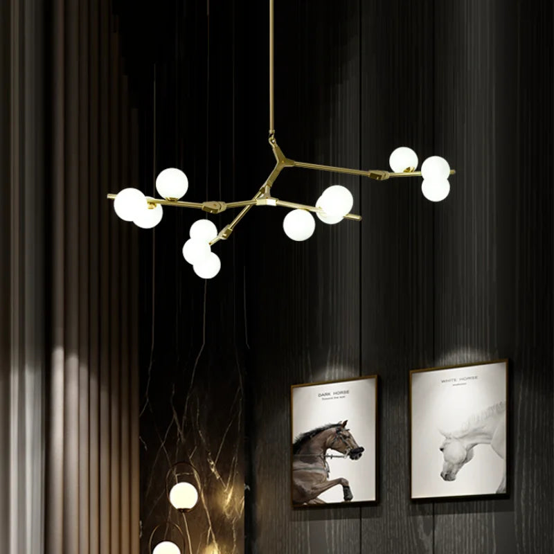 Nordic Magic Bean Glass Ball Chandelier by Afralia™ - Modern Golden Bubble Pendant Light