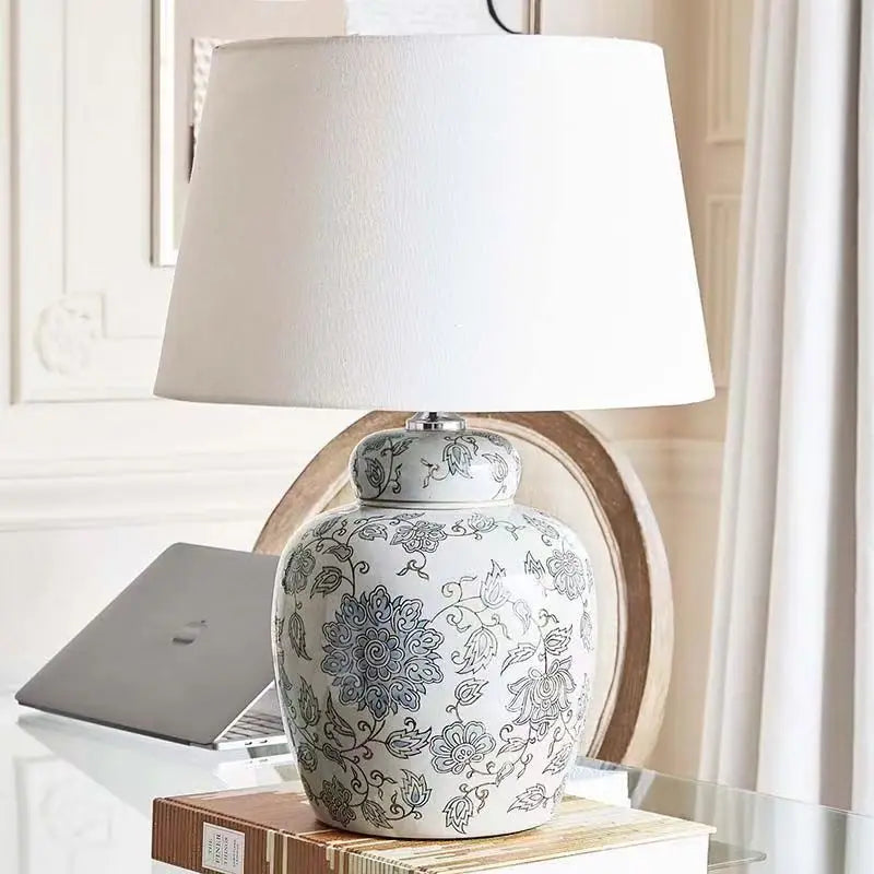 Afralia™ Ceramic Desk Lamp | Bedroom, living room Side Decoration | New Chinese Bedside Table Lamp