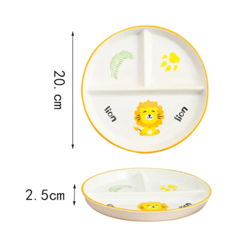 Afralia™ Kids Cartoon Grid Plate - Fun & Functional Divider Dish for Breakfast & Snacks