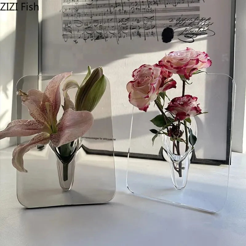 Afralia™ Minimalistic Geometric Square Vase for Stylish Desk Decoration and Floral Arrangement