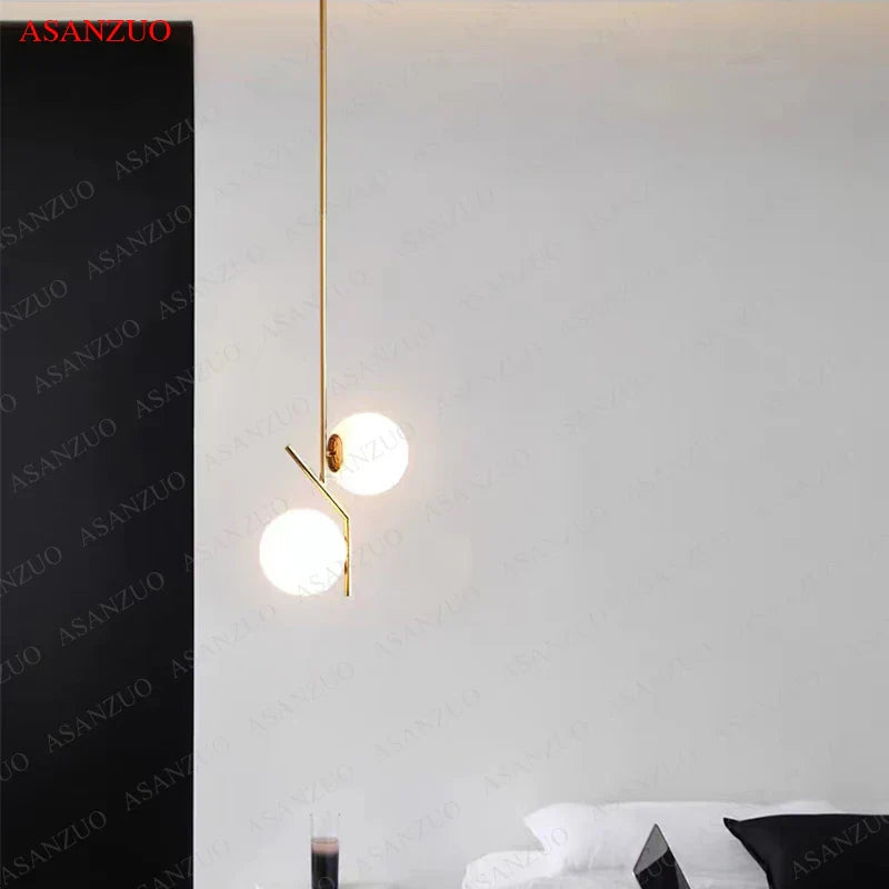 LED Glass Pendant Lamp by Afralia™ - Bedroom Reading Light Fixture