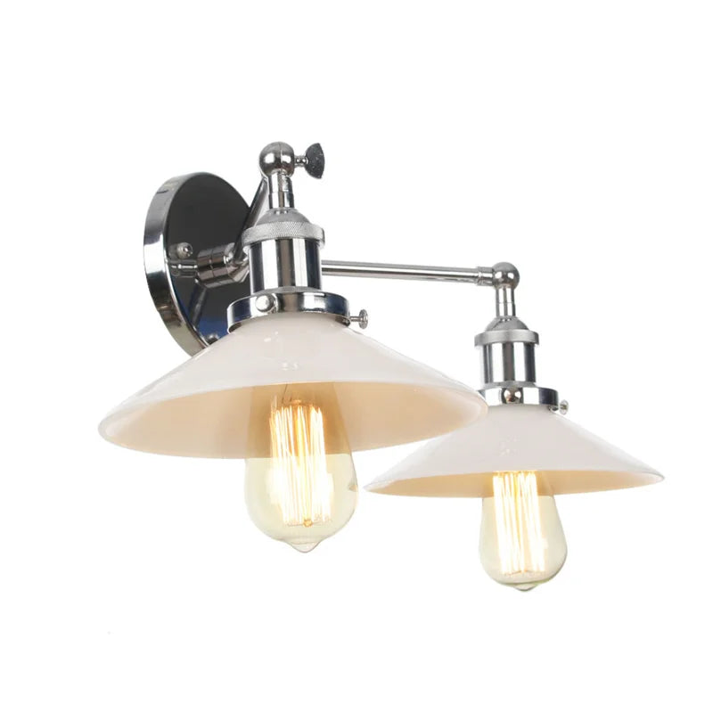 Afralia™ Chrome LED Wall Sconce Pull Chain Switch Industrial Loft Bathroom Mirror Light