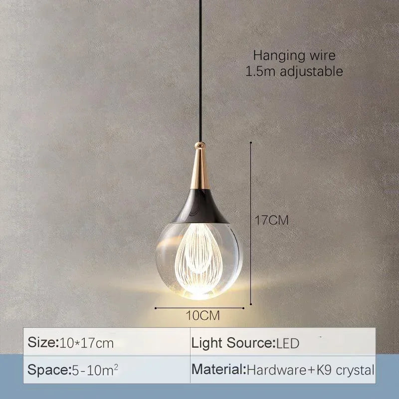 Afralia™ Crystal LED Ball Pendant Chandelier for Dining Room, Bedroom, Kitchen, and Restaurant decor