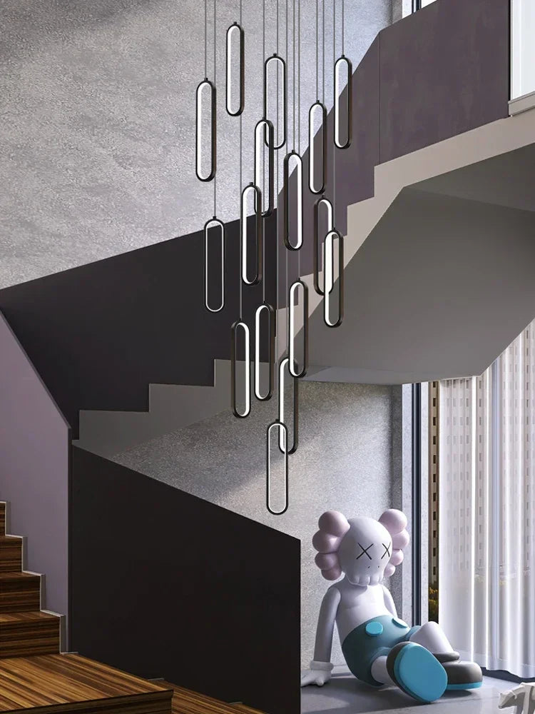 Afralia™ LED Staircase Branch Chandelier for Modern Living & Dining Rooms