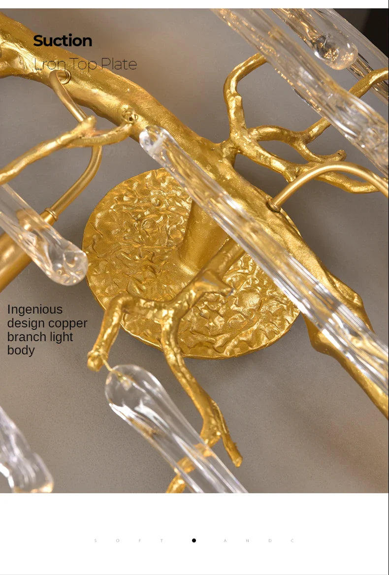 Afralia™ Crystal Wall Lamp Living Room Bedroom Bedside Art Light