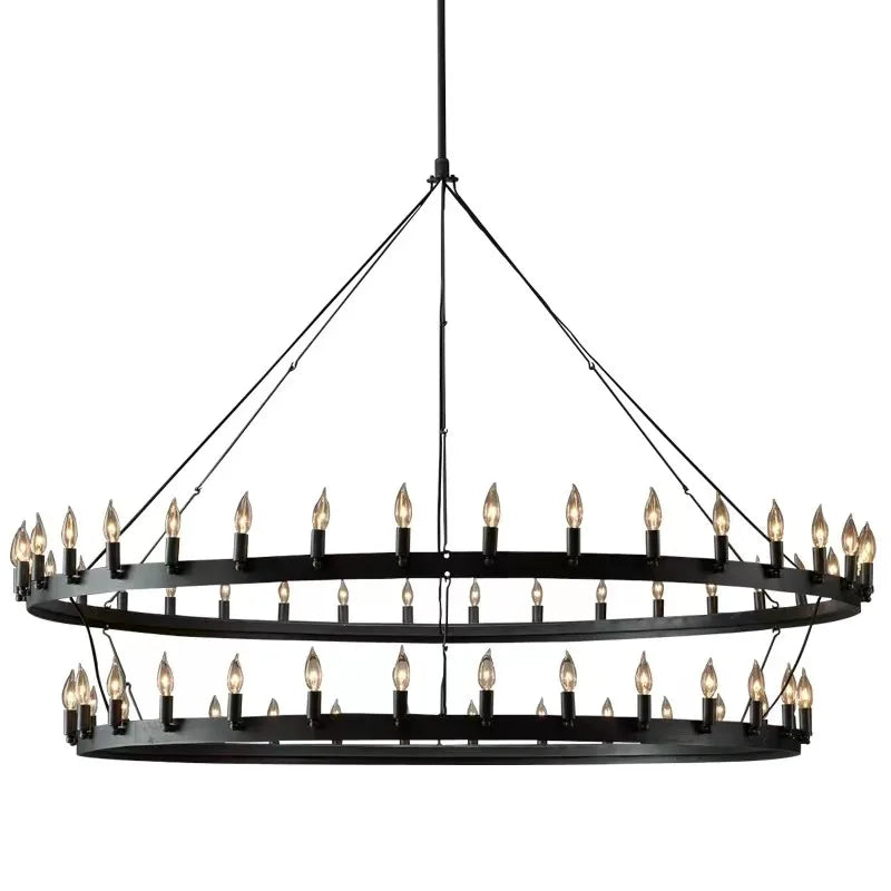Afralia™ Vintage Iron Double Pendant Chandelier - Industrial LED Lighting for Home and Hospitality