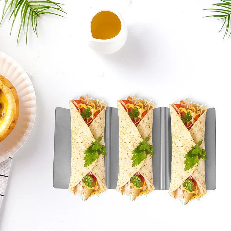 Afralia™ Stainless Steel Wave Taco Holder - Durable Kitchen Food Display Stand