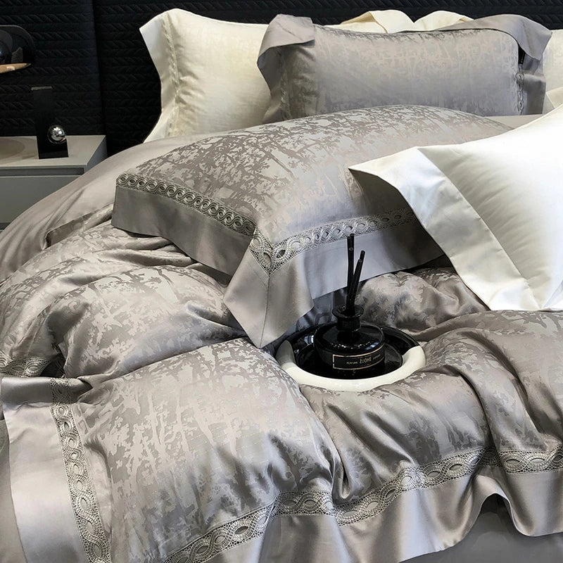 Afralia™ Luxury Jacquard Cotton Lyocell Bedding Set with Breathable Duvet Covers