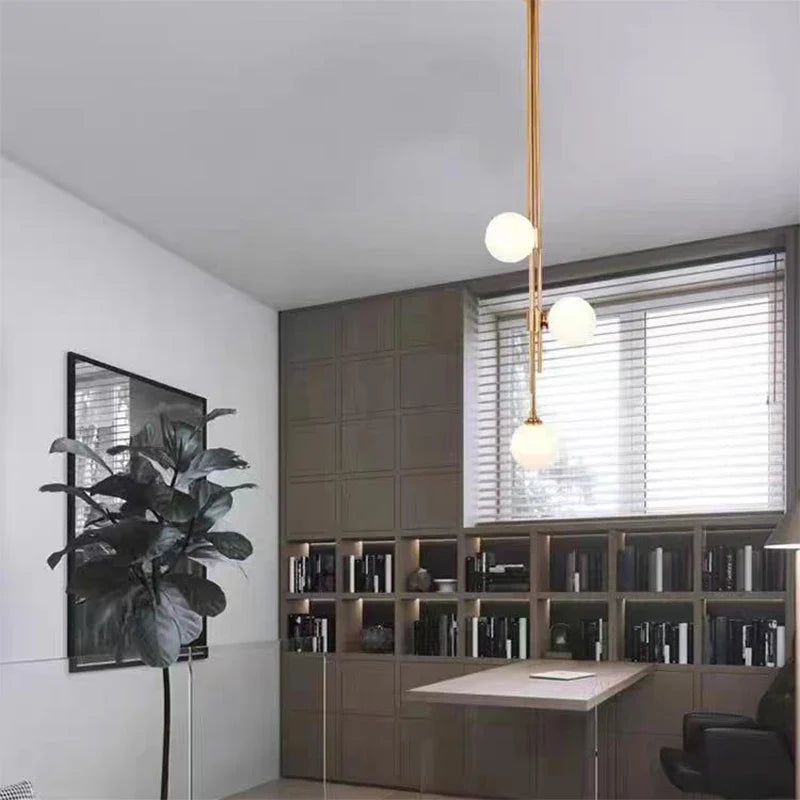 Afralia™ LED Glass Ball Pendant Light Brass Luminaire for Home Decor