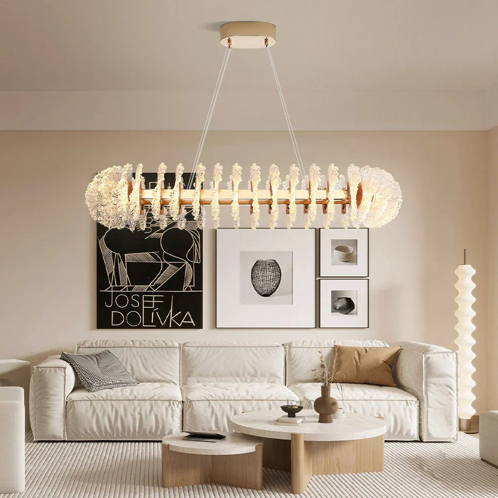 Afralia™ Coral Flower Crystal Chandelier: Modern Luxury LED Pendant Lighting for Home