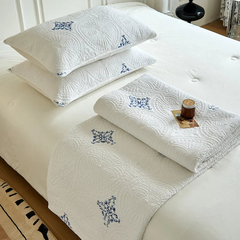 Afralia™ Cotton Quilted Embroidered Bedspread Set