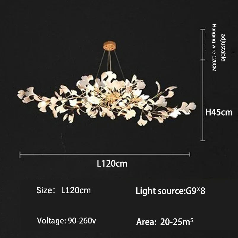 Afralia™ Nordic Ceramic LED Chandelier: Elegant Ginkgo Leaf Lamp for Modern Living & Dining Rooms