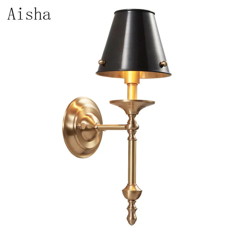 Afralia™ Black/Gold Wall Lamp: Luxury Living Room Bedroom Staircase Light