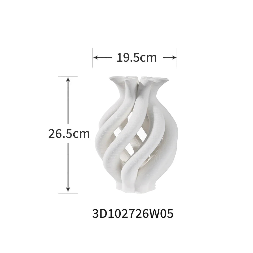 Afralia™ Geometric Ceramic Hollow Vases Spiral Pipe Floral Arrangement Home Decor Figurines