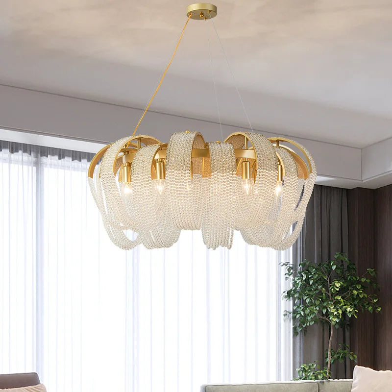 Afralia™ Tassel Crystal Chandelier: High-end LED Lighting for Dining Room & Bedroom