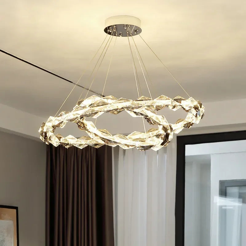Afralia™ Crystal Chandelier Pendant Light - Dimmable Modern Luxury LED Chrome Luminaria