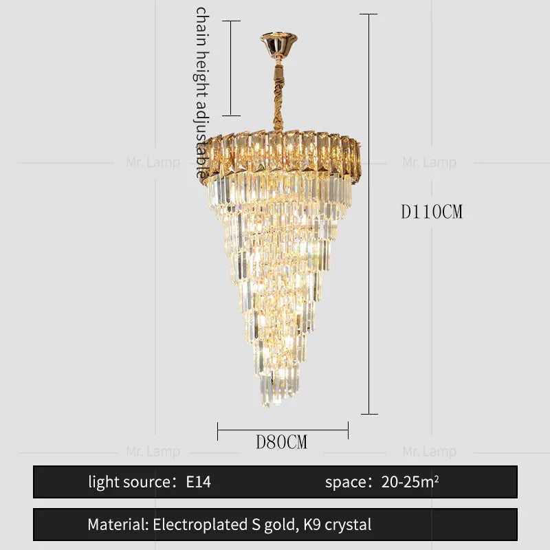 Afralia™ Amber Crystal Chandelier for Living Room in French Light Luxury Style