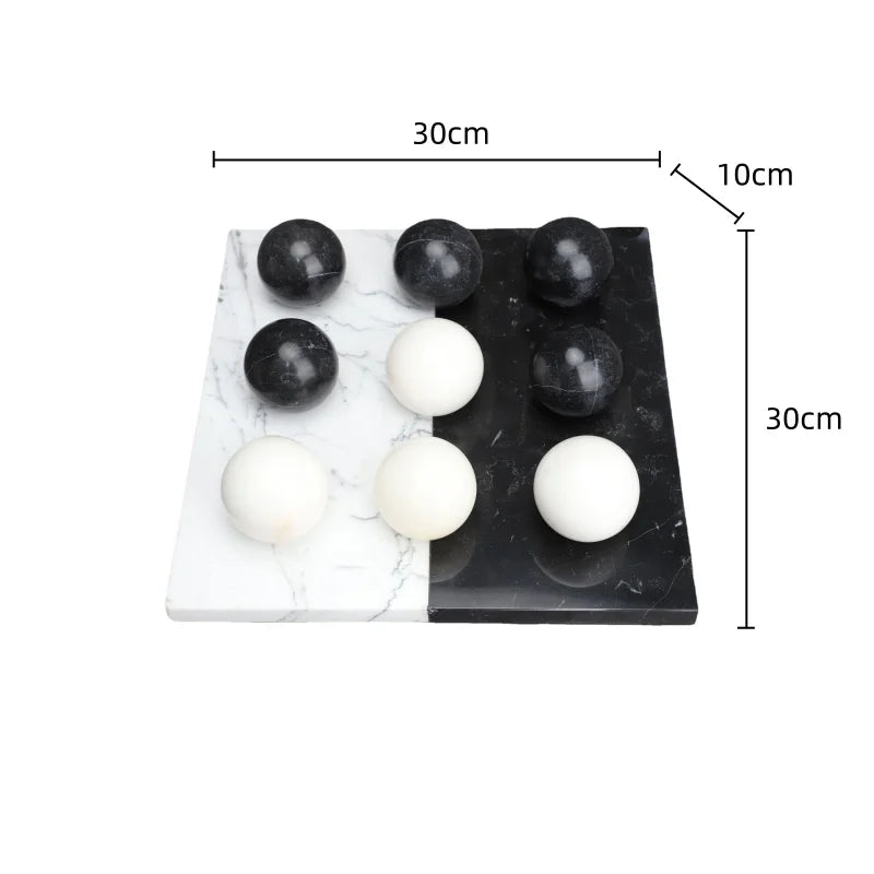 Afralia™ Marble Chessboard & Ball Decor Set for Home Decoration